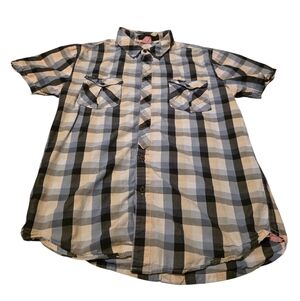 Zanerobe Casual Blue & White Plaid Button Down Shirt Size L EUC
